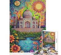 Puzzle 1000 pièces représentant Le Taj Mahal Un Jeu Relaxant et de précision idéal pour décorer Un Mur ou Offrir en Cadeau à Toute la Famille (38x26cm)