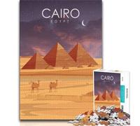 Puzzle 1000 pièces représentant Les Pyramides du Caire, en Égypte, pour Adolescents Un Puzzle Difficile à réaliser, mais Amusant et Humoristique Cadeau d'anniversaire, décoration Murale, 50x75cm