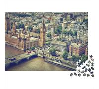 Puzzle 1000 pièces représentant Londres, Big Ben et Une Vue aérienne de la Ville. Jeu éducatif pour Adultes, décoration élégante et défi Stimulant. Idée Cadeau d'anniversaire. 52 x 38 cm