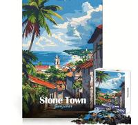 Puzzle 1000 pièces représentant Stone Town à Zanzibar, idéal pour Adultes Un Cadeau mémorable et Stimulant pour la mémoire et Les Loisirs (38x26cm)