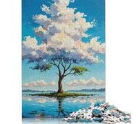 Puzzle 1000 pièces représentant Un Arbre Peint sur Une île, Puzzle éducatif pour Adultes, Jeu de 38 x 26 cm, 1000 pièces