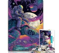 Puzzle 1000 pièces représentant Un Astronaute chevauchant Une Tortue, idéal pour Les Adultes, idéal pour soulager Le Stress et Les défis, idéal comme Cadeau ou Jouet, 38x26cm
