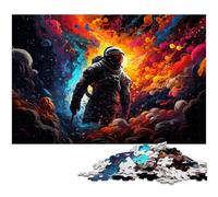 Puzzle 1000 pièces représentant Un Astronaute dans l'univers coloré Jeu éducatif pour Adultes défi Cadeau du Père Noël Secret 1000 pièces (38 x 26 cm)