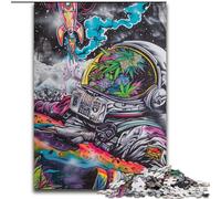 Puzzle 1000 pièces représentant Un Astronaute fumant psychédélique, idéal pour Les Adultes, idéal comme Cadeau, Jeu éducatif ou Anti-Stress, avec Le Père Noël (26x38cm)
