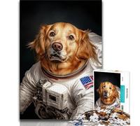 Puzzle 1000 pièces représentant Un Astronaute Golden Retriever, idéal pour Les Adultes, idéal pour soulager Le Stress et Les défis (50x75cm)