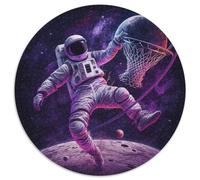 Puzzle 1000 pièces représentant Un Astronaute Jouant au Basket-Ball. Puzzle Rond 1000 pièces pour Les Amoureux du Voyage et Les Couples, Jouet Stimulant 67,5 x 67,5 cm.