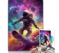 Puzzle 1000 pièces représentant Un Astronaute Surfant dans l'espace, idéal pour Les Adultes Stimulez Votre Cerveau et développez Votre Patience Convient aux Couples (38x26cm)
