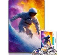 Puzzle 1000 pièces représentant Un Astronaute Surfant dans l'espace, pour Adultes et Adolescents, Jouet éducatif et décompressant, Cadeau d'anniversaire, décoration Murale, 38x26cm