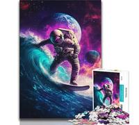 Puzzle 1000 pièces représentant Un Astronaute Surfant pour Adultes et Adolescents, Anti-Stress, défi Difficile, décoration d'intérieur Unique et Cadeaux (75x50cm)