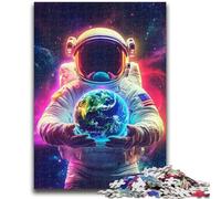 Puzzle 1000 pièces représentant Un Astronaute Tenant la Terre, idéal pour Les Adultes, Jeux éducatifs et décoration d'intérieur, idéal comme Cadeau pour Toute la Famille (50x75cm)