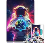 Puzzle 1000 pièces représentant Un Astronaute Tenant la Terre pour Adultes et Adolescents, Anti-Stress, défi Difficile, renforce l'amour Entre Couples, 38x26cm