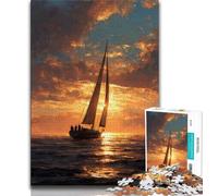 Puzzle 1000 pièces représentant Un Bateau au Coucher du Soleil, Peinture à l'huile, pour Adolescents, Jouets éducatifs, Jeux familiaux, Cadeaux d'anniversaire Uniques, 38x26cm