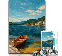 Puzzle 1000 pièces représentant Un Bateau au Coucher du Soleil,Peinture à l'huile,pour Adultes et Adolescents,idéal pour Les Vacances à la Maison,pour Tuer Le Temps Chaque pièce est Unique -