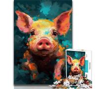 Puzzle 1000 pièces représentant Un bébé Cochon Peint pour Adultes et Adolescents, Difficile à réaliser mais Amusant et Humoristique, décoration d'intérieur et Cadeaux Uniques 38x26cm