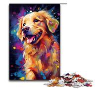 Puzzle 1000 pièces représentant Un bébé Golden Retriever entouré d'éclaboussures Jeu de société pour Adultes Amusant et Relaxant Anti Stress Difficile 75 x 50 cm