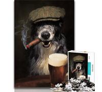 Puzzle 1000 pièces représentant Un Berger Australien fumant pour Adolescents Aide Le Cerveau à exercer des Jouets addictifs pour cultiver la Patience Une œuvre d'art (38x26cm)