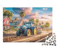 Puzzle 1000 pièces représentant Un Champ labouré par Un Tracteur. Finition Mate Robuste. Paysage Rural.Adultes. Encadrement Possible. Fabriqué en Carton recyclé. Passe-Temps. 38 x 26 cm / 1000 pièces