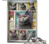 Puzzle 1000 pièces représentant un chat British Shorthair pour adultes et adolescents, cadeau d'anniversaire idéal pour un séjour de détente, décoration murale pour les 14 ans et plus (taille 26x38cm)