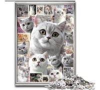 Puzzle 1000 pièces représentant un chat British Shorthair pour adultes et adolescents, cadeau d'anniversaire idéal pour un séjour de détente, décoration murale pour les 14 ans et plus (taille 26x38cm)