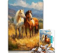 Puzzle 1000 pièces représentant Un Cheval,Peinture à l'huile,pour Adolescents Un défi à relever,mais Une idée Cadeau Amusante et Humoristique pour Un Anniversaire,Un Cadeau,Une décoration Murale