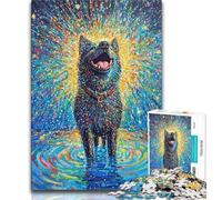 Puzzle 1000 pièces représentant Un Chien Akita, Un Animal fantaisiste et Joyeux, pour Adolescents et Adultes Ce Jouet éducatif est idéal comme Cadeau pour Toute la Famille 38x26cm
