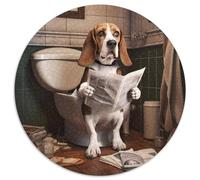 Puzzle 1000 pièces représentant Un Chien Beagle lisant Un Journal,Puzzle Rond en Papier,activité de cohésion familiale,Cadeau de décoration intérieure,Jeu de Jouets Familial 1000 pièces (67,5x67,5cm)