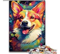 Puzzle 1000 pièces représentant Un Chien Corgi coloré, Jeux Amusants en Famille, activités à la Maison, Cadeau d'anniversaire, Cadeaux de Voyage (50x75cm)