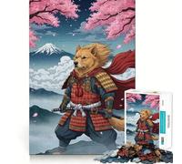 Puzzle 1000 pièces représentant Un Chien samouraï et Le Mont Fuji, idéal pour Les Adolescents Décoration Murale apaisante et Amusante aux découpes nettes (38x52cm)