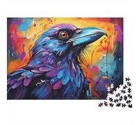 Puzzle 1000 pièces représentant Un Corbeau coloré Jeu éducatif psychédélique en Gros Plan idéal pour se détendre et décorer Un Mur (70 x 50 cm)