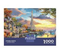 Puzzle 1000 pièces représentant Un Coucher de Soleil sur la rivière à Paris et Une Vue des canaux de Venise. Jeu éducatif pour Adultes, défi Stimulant, Cadeau d'anniversaire. 52 x 38 cm.