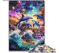 Puzzle 1000 pièces représentant Un Dauphin, Peinture à l'huile, pour Adultes et Adolescents, à partir de 14 Ans, décoration d'intérieur, Jeux de Famille, Cadeaux de Noël et d'anniversaire (50x75cm)