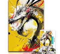 Puzzle 1000 pièces représentant Un Dragon Chinois Peint à l'huile, pour Adultes Stimulez Votre Cerveau Jouets addictifs pour cultiver la Patience Une œuvre d'art (38x26cm)