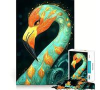 Puzzle 1000 pièces représentant Un Flamant Rose orné, idéal pour Adultes Un Puzzle Difficile à Assembler, Un Cadeau Artistique et Relaxant (50x75cm)