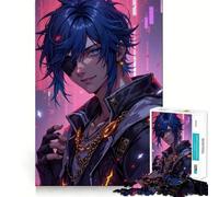 Puzzle 1000 pièces représentant Un garçon d'anime avec Un Cache-œil Jeu Amusant et Technique de découpe Laser avancée Jouet d'intérieur divertissant pour Les fêtes (38x26cm)