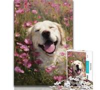 Puzzle 1000 pièces représentant Un Golden Retriever, Peinture à l'huile, pour Adultes et Adolescents, Anti-Stress, défi Difficile, renforce l'amour Entre Couples, 38x26cm
