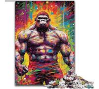 Puzzle 1000 pièces représentant Un Gorille coloré, pour Adultes et Adolescents, Jeu éducatif et Stimulant pour Les Anniversaires et Noël (50x75cm)