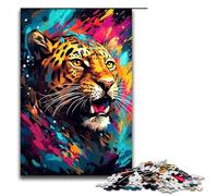 Puzzle 1000 pièces représentant Un léopard dans Un cratère entouré d'éclaboussures Puzzle de Noël pour Adultes avec Père Noël pour Adolescents de 14 Ans et Plus 75 x 50 cm