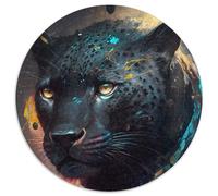 Puzzle 1000 pièces représentant Un léopard Noir, Puzzle Rond de 1000 pièces pour Adultes, Jouet éducatif pour Adolescents, décoration de Bureau à Domicile (Taille 67,5 x 67,5 cm)