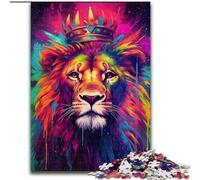 Puzzle 1000 pièces représentant Un Lion coloré, pour Adultes et Adolescents, à partir de 14 Ans Jeu de Noël Anti-Stress, idéal pour Les Femmes (50x75cm)