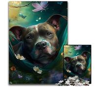 Puzzle 1000 pièces représentant Un Magnifique Staffordshire Bull Terrier. Puzzle pour Adultes, Adolescents et familles. Décoration DIY Parfaite et défi cérébral. 50x75cm/19,68x29,52 Pouces.