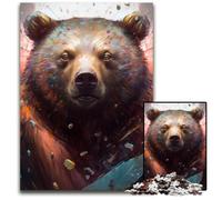 Puzzle 1000 pièces représentant Un Ours Brun, idéal pour la décoration de la Maison, idéal comme Cadeau de Noël et de Nouvel an pour Les Adolescents 50x75cm/19,68x29,52 Pouces.