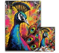 Puzzle 1000 pièces représentant Un Paon et Un Graffiti, Puzzle Difficile pour Adultes et Adolescents, soirée de Jeux en Famille, idée Cadeau stimulante pour Le Cerveau, 50x75cm / 19,68x29,52 Pouces