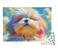 Puzzle 1000 pièces représentant Un Petit Chien Maltais Tout Doux.Idéal se détendre et Passer Un Moment agréable.Passe-Temps Calme et Relaxant Amateurs de Puzzles,Adultes et .Niveau avancé:38x26cm.