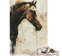 Puzzle 1000 pièces représentant Un Portrait de Cheval pour Adultes, Cadeau d'halloween, Puzzle en Papier pour Adolescents, décoration d'intérieur Unique (75 x 50 cm)