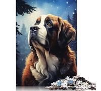 Puzzle 1000 pièces représentant Un Portrait de Chien Saint-Bernard, Puzzle pour Adultes, difficulté : Jeux relaxants, Jouet, Cadeau d'halloween, 1000 pièces (75 x 50 cm)