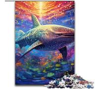 Puzzle 1000 pièces représentant Un Requin-Baleine coloré, idéal pour la fête des mères, Un Anniversaire ou Noël (50x75cm).