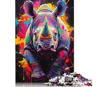 Puzzle 1000 pièces représentant Un rhinocéros, Affiche, Jeu Amusant pour Adultes, Jeu Stimulant, Anti-Stress et Cadeaux Uniques (75 x 50 cm)
