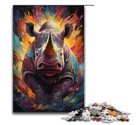 Puzzle 1000 pièces représentant Un rhinocéros idéal pour Les Adultes et Les Adolescents de 14 Ans et Plus (38 x 26 cm).