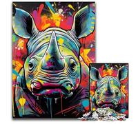 Puzzle 1000 pièces représentant Un rhinocéros Peint en Graffiti, idéal pour Les fêtes et la décoration d'intérieur 50x75cm / 19,68x29,52 Pouces.