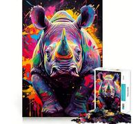 Puzzle 1000 pièces représentant Un rhinocéros, Un Cadeau Classique et Difficile à réaliser pour Adultes (38x26cm)